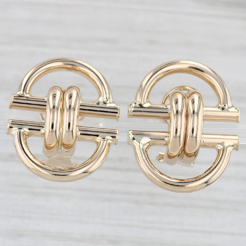 women's earrings elegant fashion -Knot Statement Earrings 14k Yellow Gold Pierced Omega Back Drops