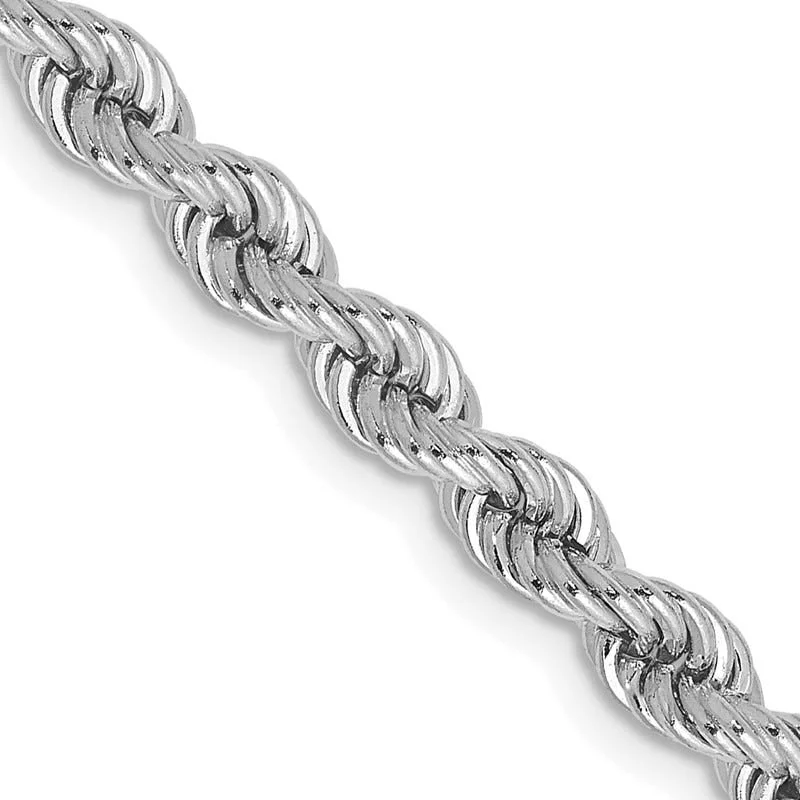 women's necklace simple chain -14K White Gold 4mm Regular Rope with Lobster Clasp Chain Necklace