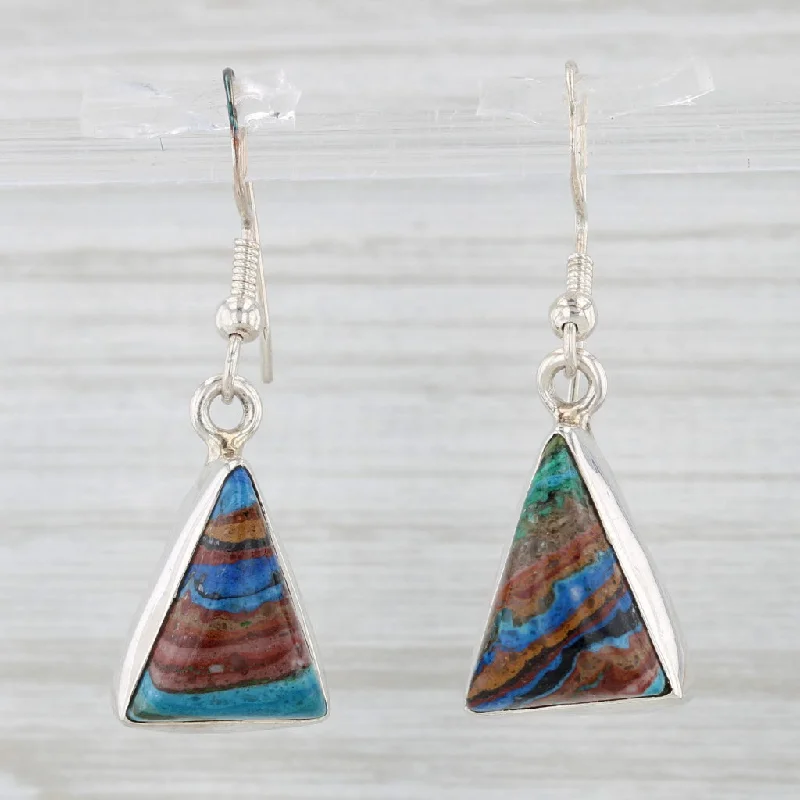 women's earrings large hoop -Colorful Resin Sand Dangle Earrings Sterling Silver Hook Posts