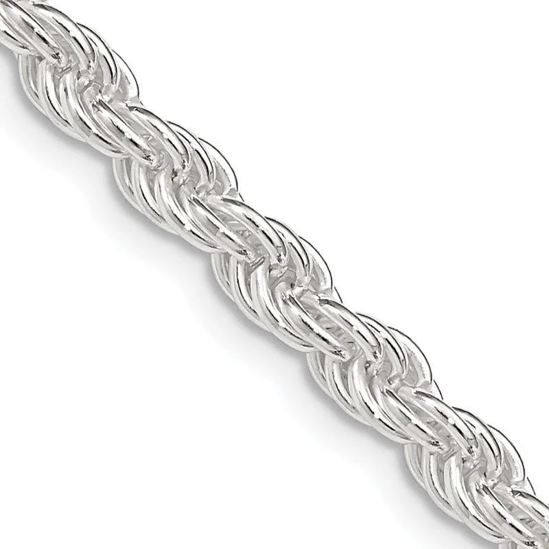 women's necklace for weddings -Sterling Silver 4.5mm Solid Rope Chain Necklace