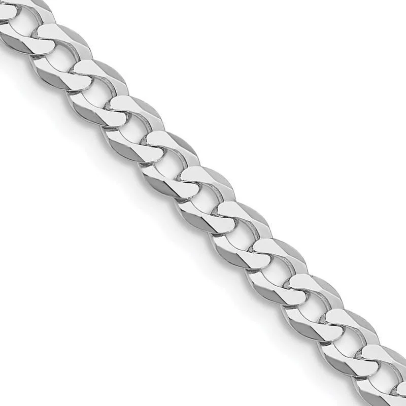 women's necklace with pendant -Sterling Silver Rhodium-plated 4.5mm Flat Curb Chain Necklace