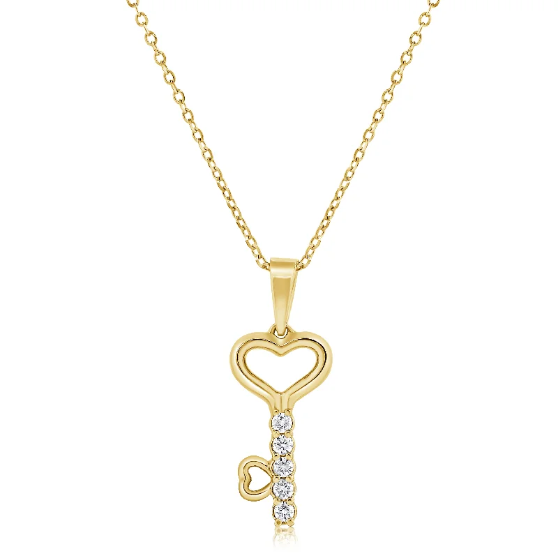 women's necklace for special occasions -Unique Heart & Key Pendant Necklace