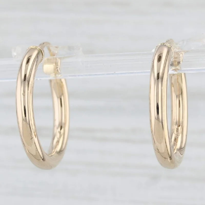 women's earrings with beads -Yellow Gold Round Hoop Earrings 14k Snap Top Pierced Hoops