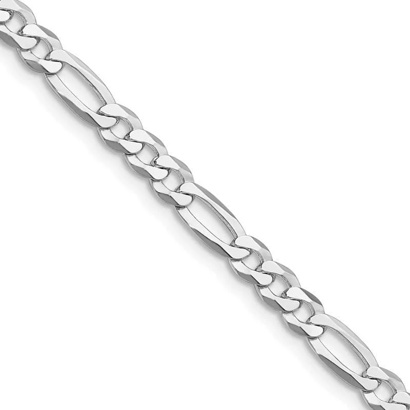 women's necklace chain link -Sterling Silver Rhodium-plated 8.5mm Lightweight Flat Figaro Chain Necklace