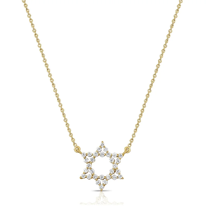 women's necklace with floral design -Star of David Diamond Necklace made in 14K Gold