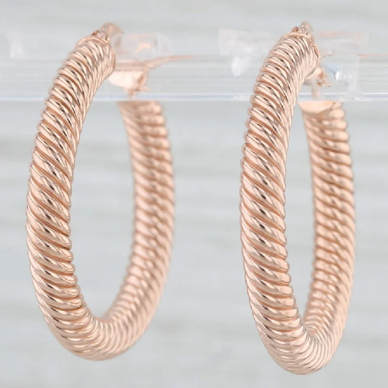 women's earrings classic style -New Twisted Rope 10k Rose Gold Hoop Earrings