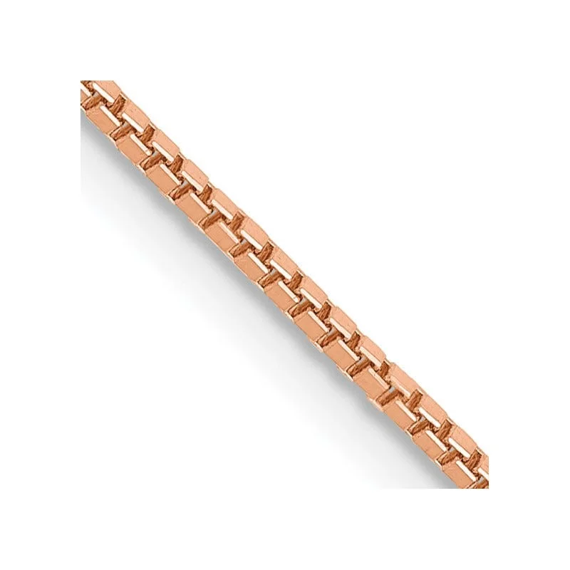 women's necklace everyday wear -14K Rose Gold 1mm Box Link with Lobster Clasp Chain Necklace