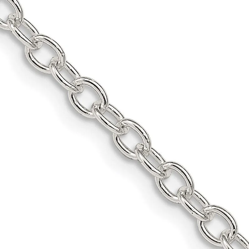 women's necklace eternity loop -Sterling Silver 3.75mm Oval Cable Chain Necklace