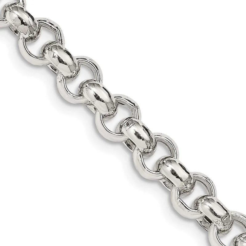 women's necklace simple everyday wear -Sterling Silver 7.75mm Semi-solid Rolo Chain Necklace