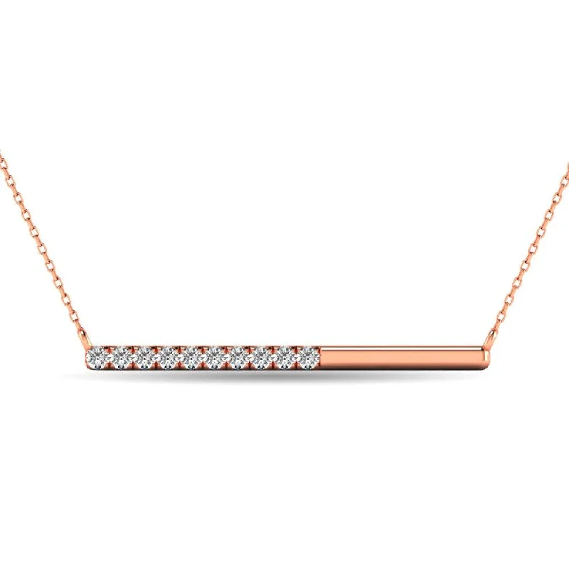 women's necklace with vintage charm -Diamond 1/6 ct tw Diamline Necklace in 10K Rose Gold