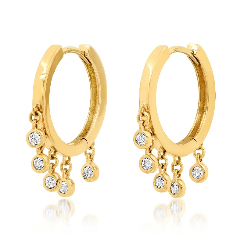 women's earrings moon and stars -LITTLE DANGLE FLAT HOOP EARRINGS, GOLD