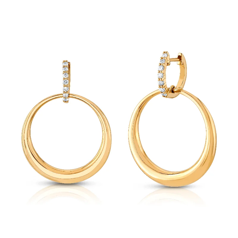 women's earrings elegant touch -REFINED DIAMOND HOOP DANGLE EARRINGS, 14kt Gold