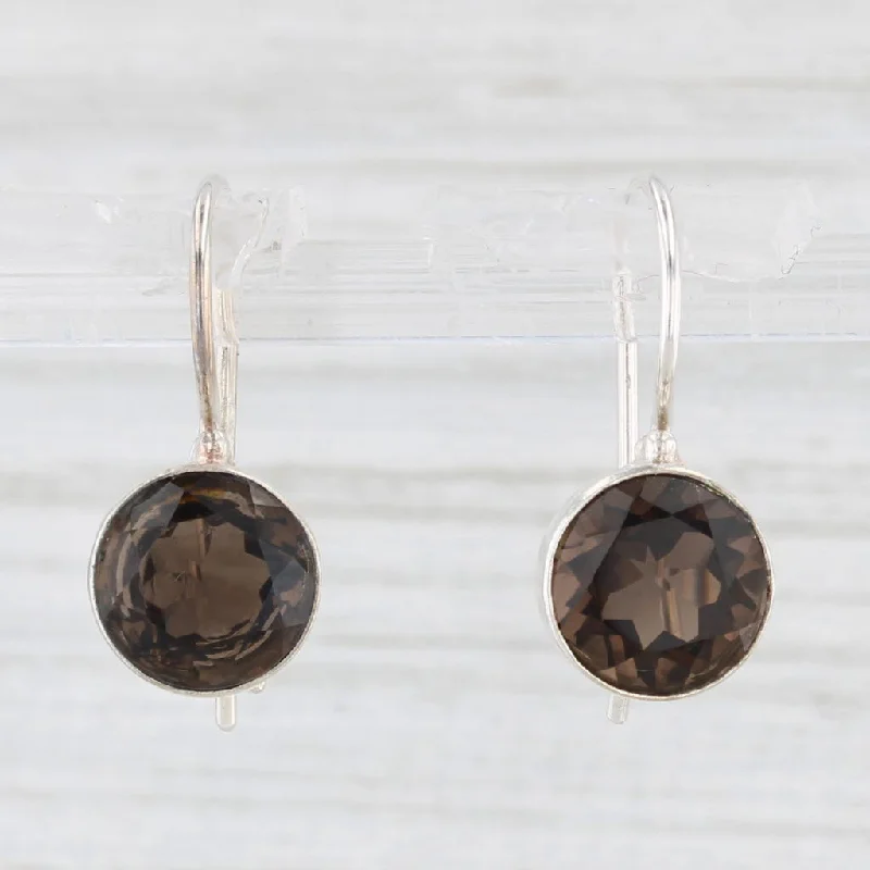 women's earrings minimalist -3.50ctw Smoky Quartz Drop Earrings Sterling Silver Hook Posts