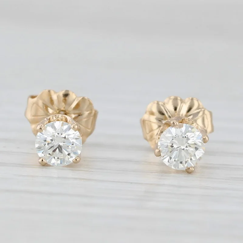 women's earrings teardrop -0.50ctw Round Diamond Solitaire Stud Earrings 14k Yellow Gold