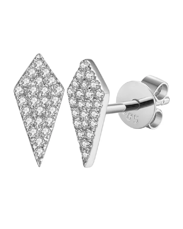 women's earrings emerald cut -14kw Gold Kite-Shaped Diamond Earrings