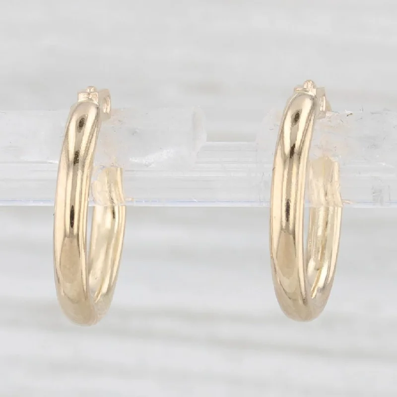 women's earrings gothic style -Small Hoop Huggie Earrings 14k Yellow Gold Snap Top Round Hoops