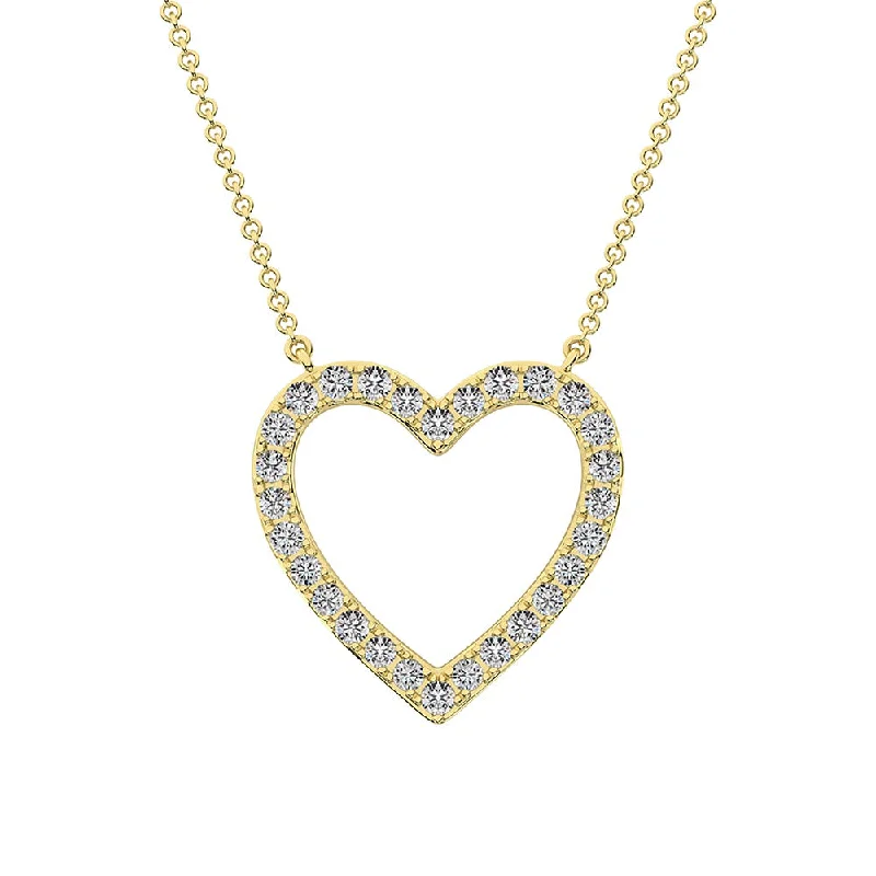 women's necklace mother-daughter set -10K Yellow Gold 1/4 Ct.Tw. Diamond Heart Necklace