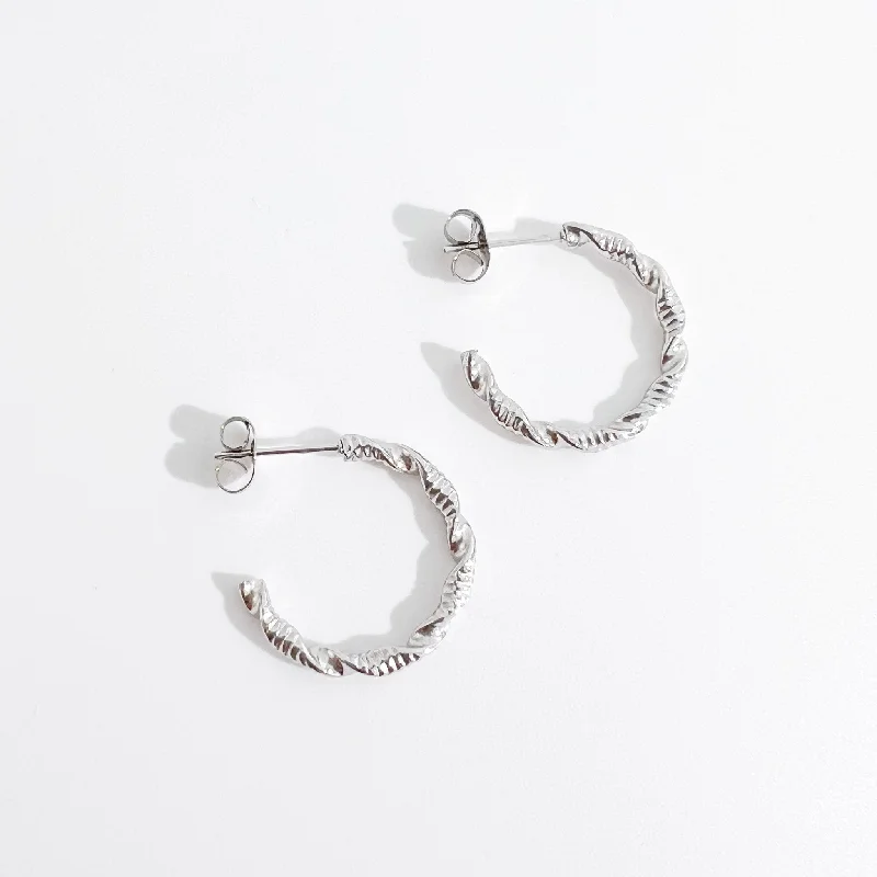 women's earrings heart shape -Valerie Silver Hoops