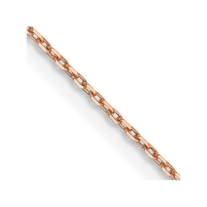 women's necklace with initial -14K Rose Gold .8mm Diamond-cut Cable with Lobster Clasp Chain Necklace