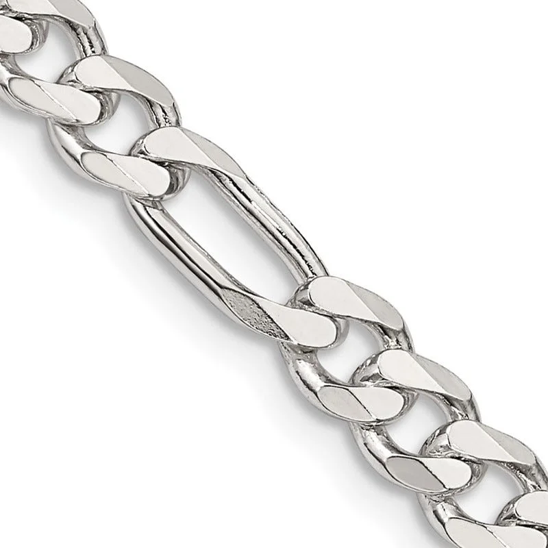 women's necklace for mother -Sterling Silver 5.5mm Figaro Chain Necklace