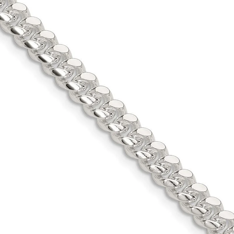 women's necklace with rubies -Sterling Silver Polished 5.7mm Domed Curb Chain Necklace