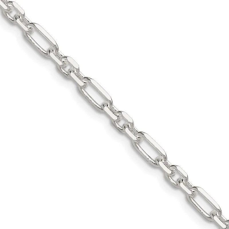 women's necklace premium quality -Sterling Silver D/C 4mm 3 Short Plus 1 Long Cable Link Chain Necklace