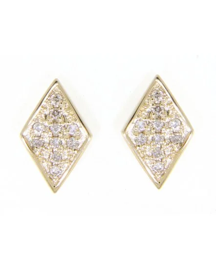 women's earrings round cut -14ky Gold Diamond Shaped Pavé Earrings