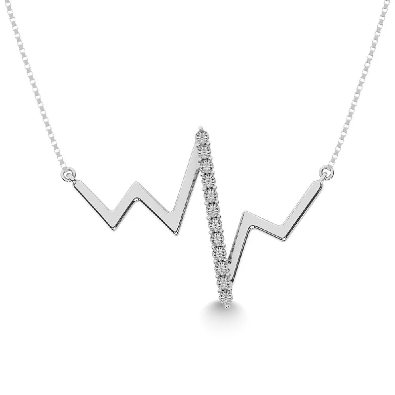 women's necklace with gemstones -Diamond 1/50 Ct.Tw. Heartbeat Necklace in Sterling Silver