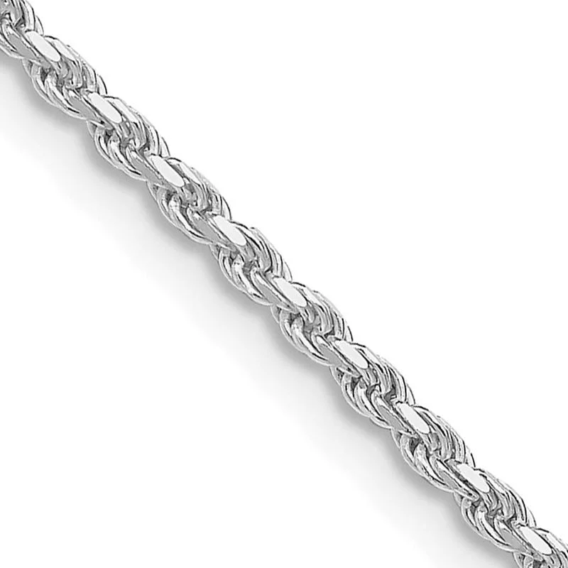 women's necklace diamond -Sterling Silver Rhodium-plated 1.85mm Diamond-cut Rope Chain Necklace