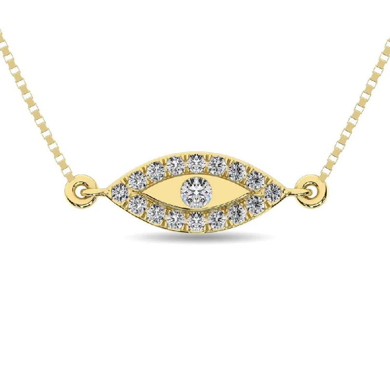 women's necklace modern look -Diamond 1/10 ct tw Round Cut Fashion Necklace in 10K Yellow Gold