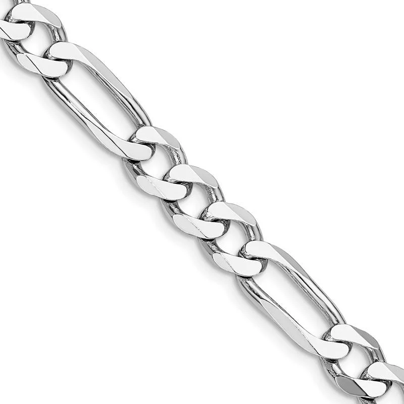 women's necklace heart shape -Sterling Silver Rhodium-plated 7.5mm Figaro Chain Necklace