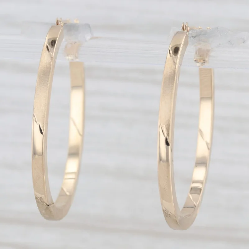 women's earrings for formal events -Etched Hoop Earrings 14k Yellow Gold Snap Top Pierced Oval Hoops