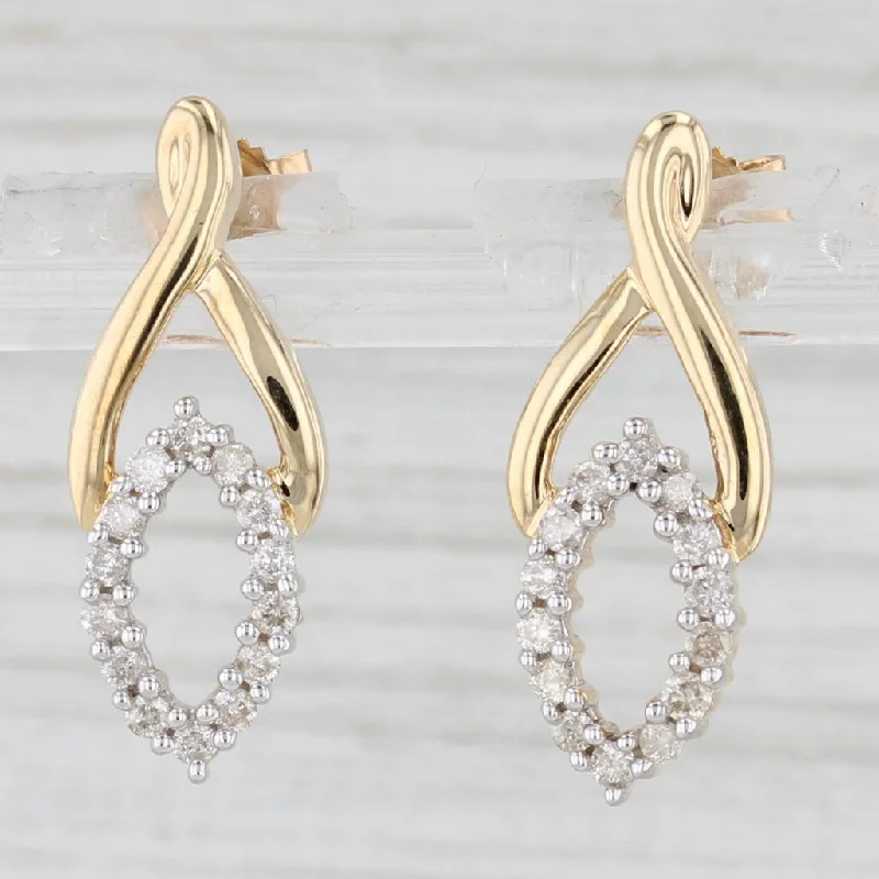 women's earrings modern fashion -0.42ctw Diamond Drop Earrings 14k Yellow Gold