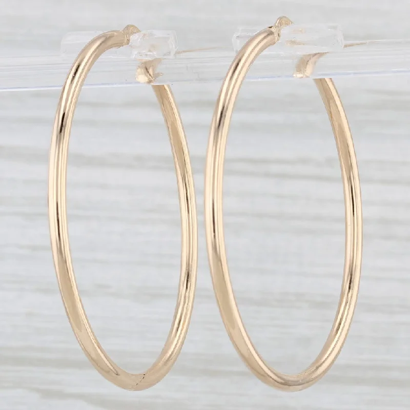 women's earrings for sensitive ears -New Round Hoop Earrings 14k Yellow Gold Snap Top Hoops 2 x 40 mm