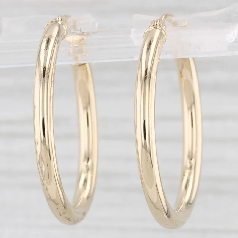 women's earrings elegant touch -Polished Round Hoop Earrings 14k Yellow Gold Snap Top Pierced Hoops