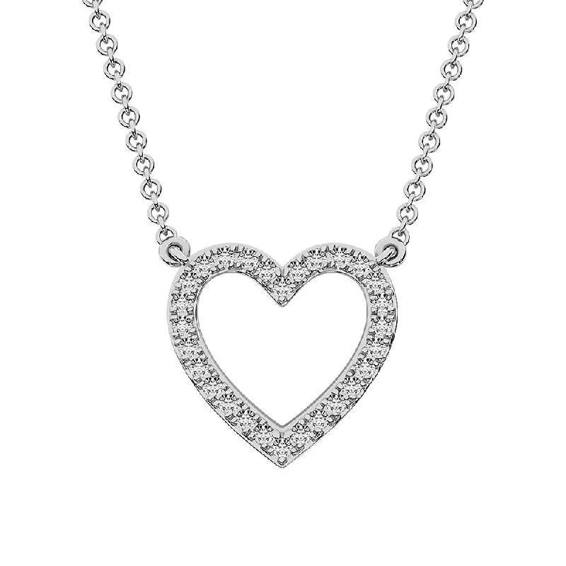 women's necklace vintage gold -10K White Gold 1/4 Ct.Tw. Diamond Heart Necklace