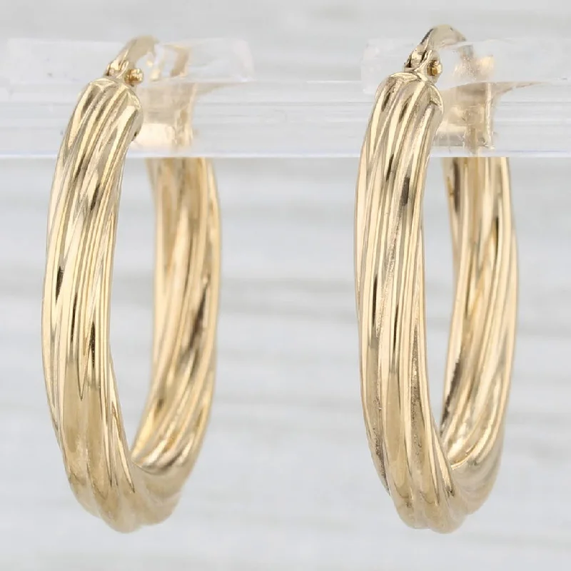 women's earrings dainty look -Woven Oval Twist Hoop Earrings 18k Yellow Gold Snap Top Posts