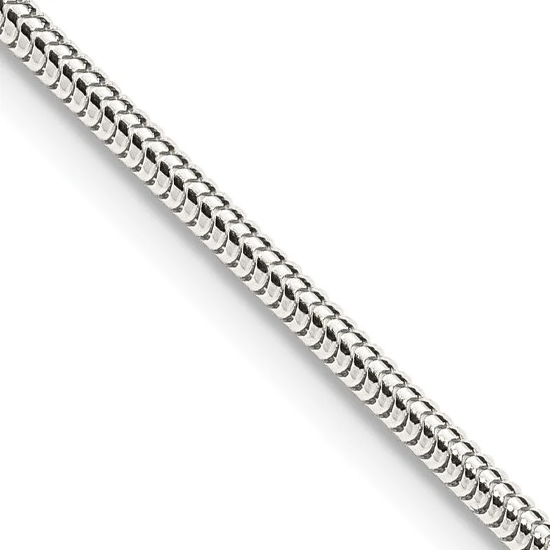 women's necklace modern look -Sterling Silver 2mm Round Snake Chain Necklace