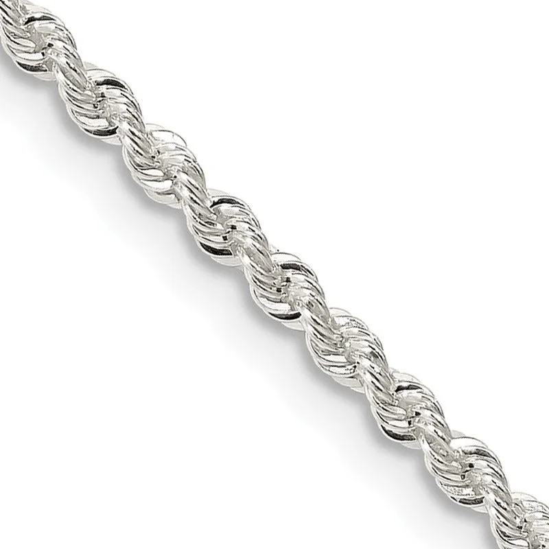 women's necklace with infinity charm -Sterling Silver 2.3mm Solid Rope Chain Necklace