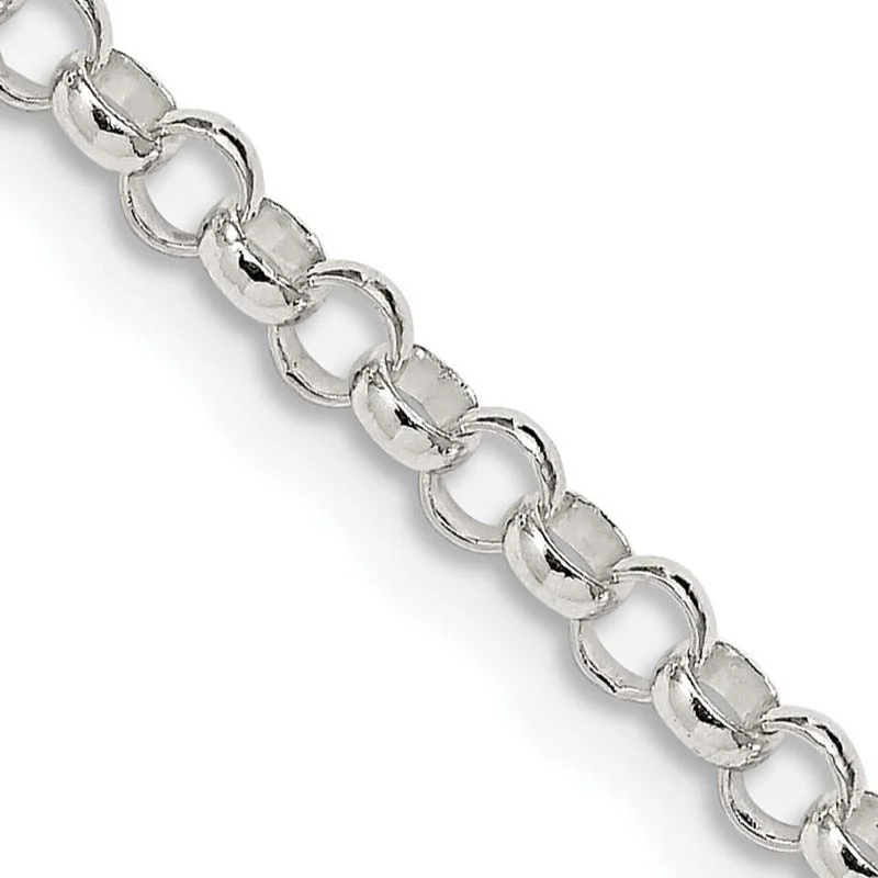 women's necklace with diamond halo -Sterling Silver 3mm Rolo Chain Necklace