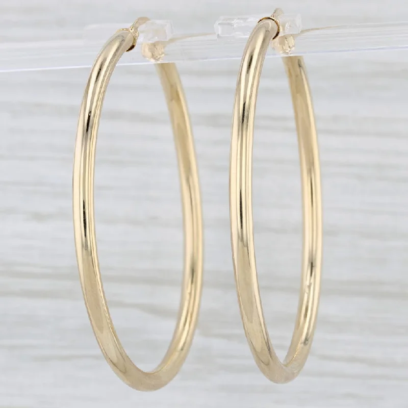 women's earrings high-end luxury -New Round Hoop Earrings 14k Yellow Gold Snap Top Large Hoops 3 x 47 mm