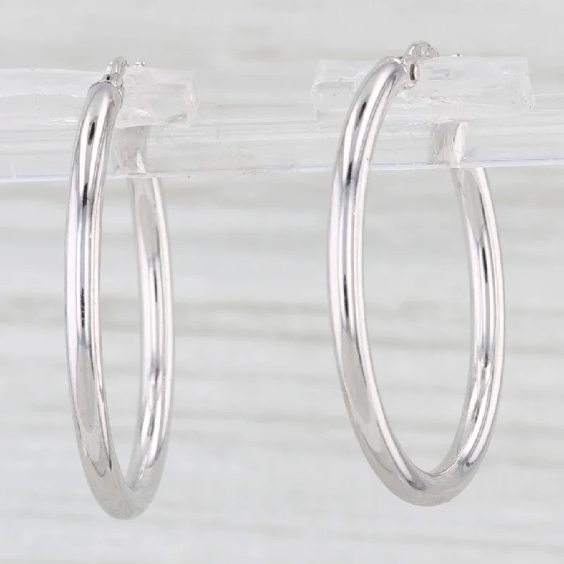 women's earrings chandelier -New Round Hoop Earrings 14k White Gold Snap Top Hoops 2 x 25 mm