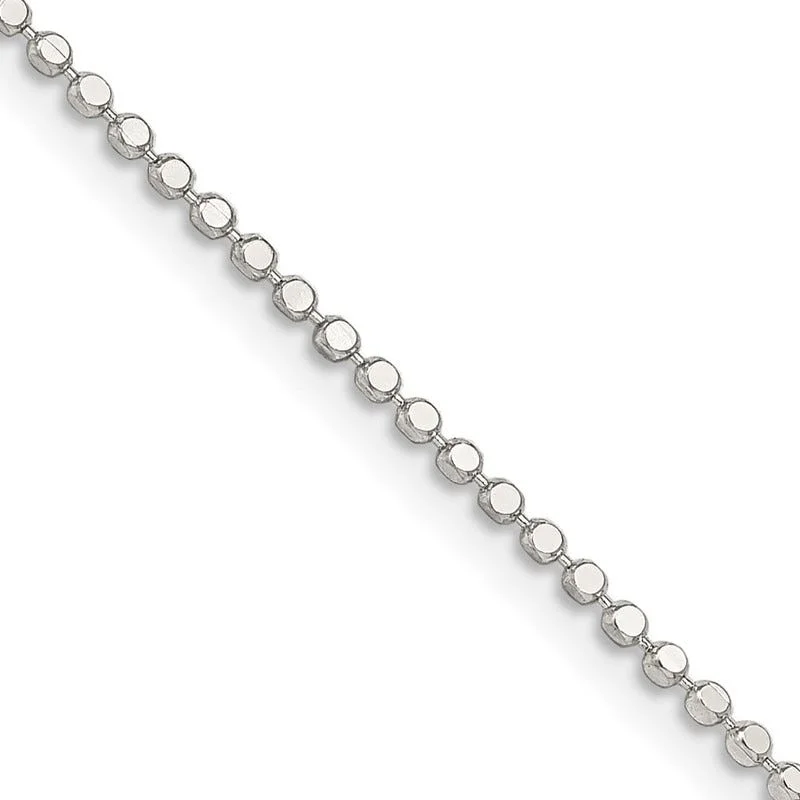 women's necklace affordable price -Sterling Silver 1.15mm Square Fancy Beaded Chain Necklace