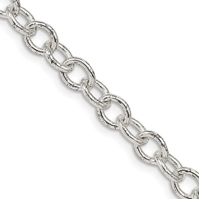 women's necklace with crystal beads -Sterling Silver 5.75mm Oval Cable Chain Necklace