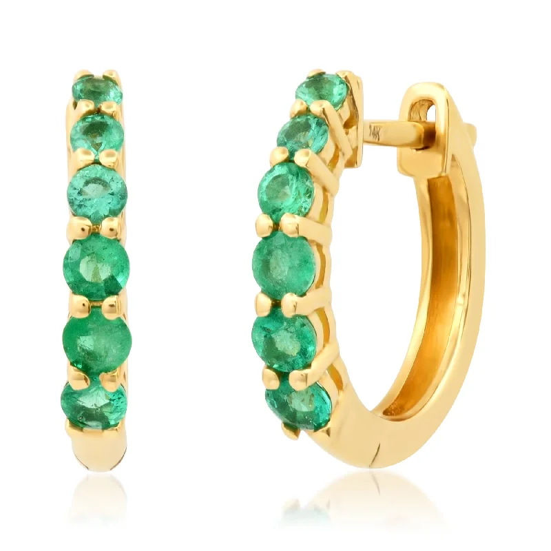 women's earrings emerald cut -PRECIOUS EMERALD HUGGIES, 14kt GOLD