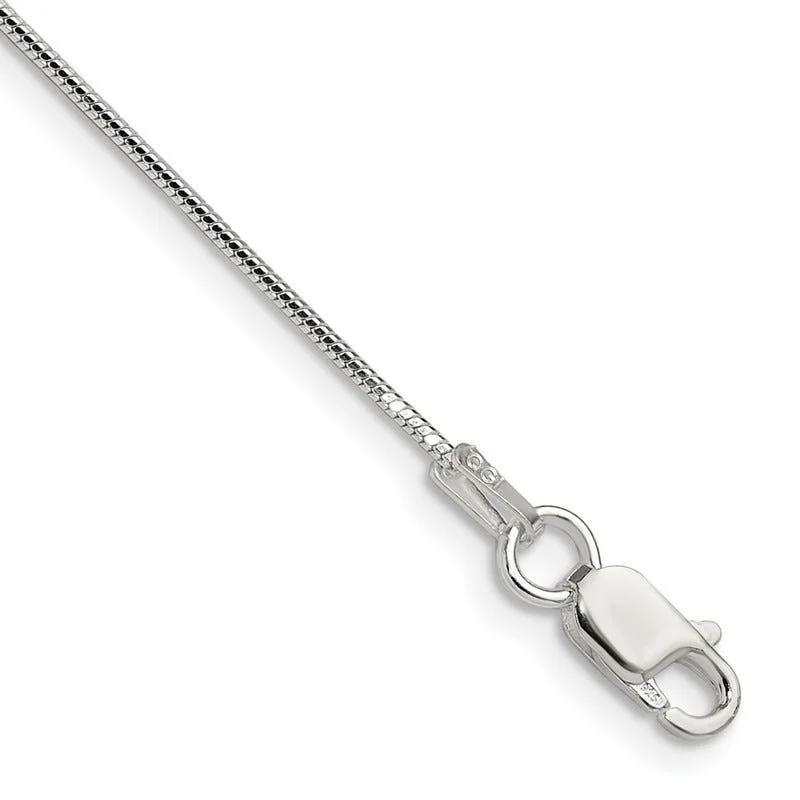 women's necklace bold statement -Sterling Silver Polished 0.9mm Octagonal Snake Chain Necklace