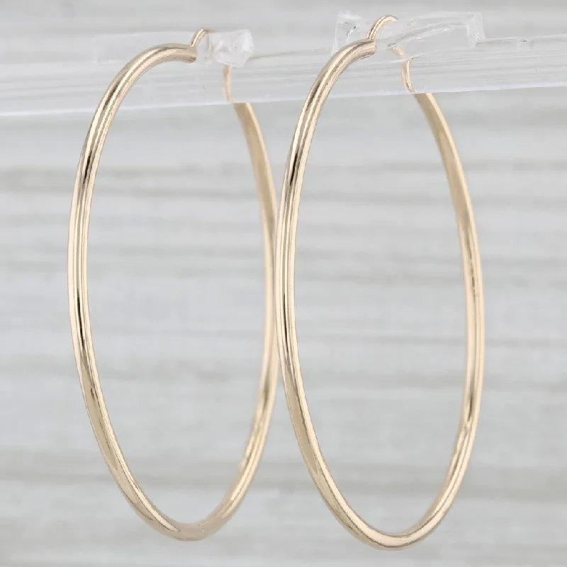 women's earrings chandelier -Round Hoop Earrings 14k Yellow Gold Pierced Hoops