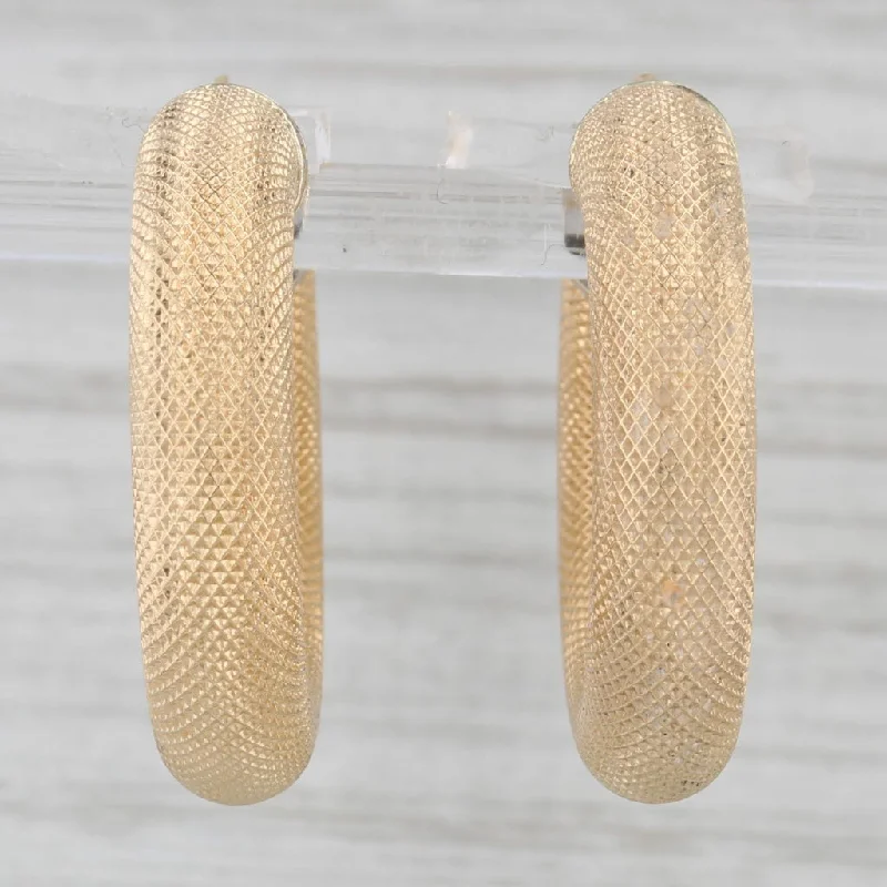 women's earrings with crystals -Textured Hoop Earrings 18k Yellow Gold Snap Top Round Hoops