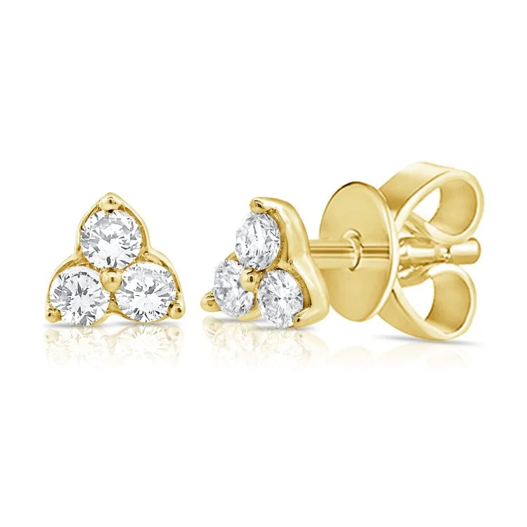 women's earrings geometric shapes -14K Yellow Gold Diamond Trio Stud Earrings