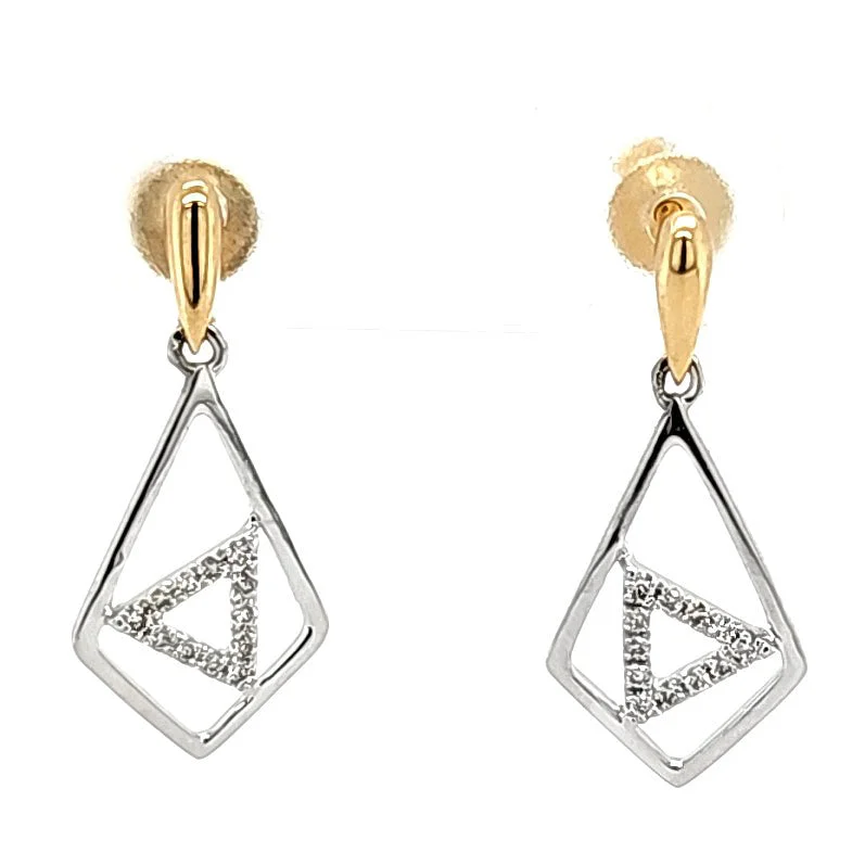 women's earrings celestial stars -14k Two Tone Geometric Dangle Earrings